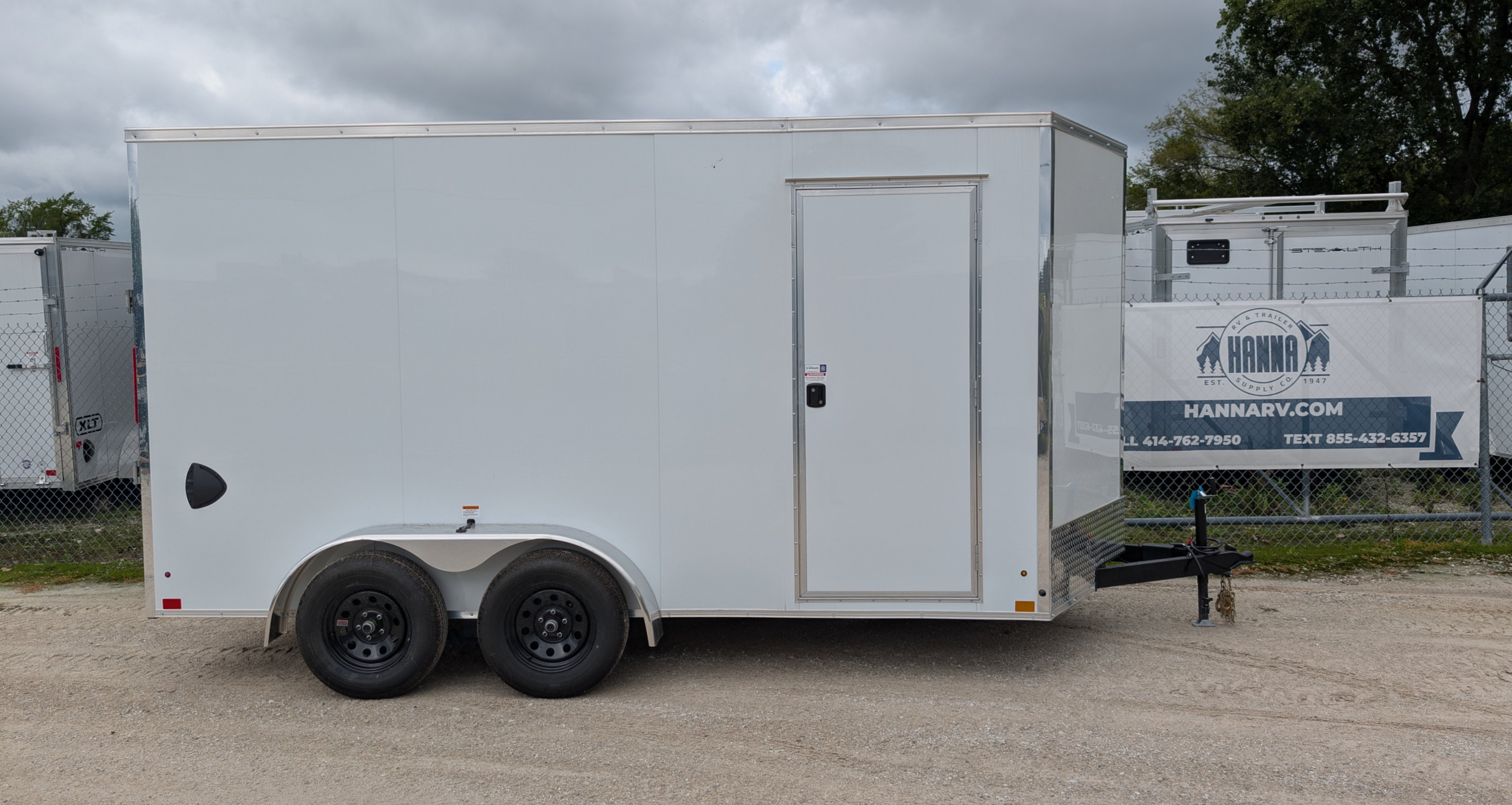 Cross Trailers 7X14 Arrow Wedge Tandem Axle Steel Cargo Trailer with Spring Assist Ramp Door- 6" Extra Height- White